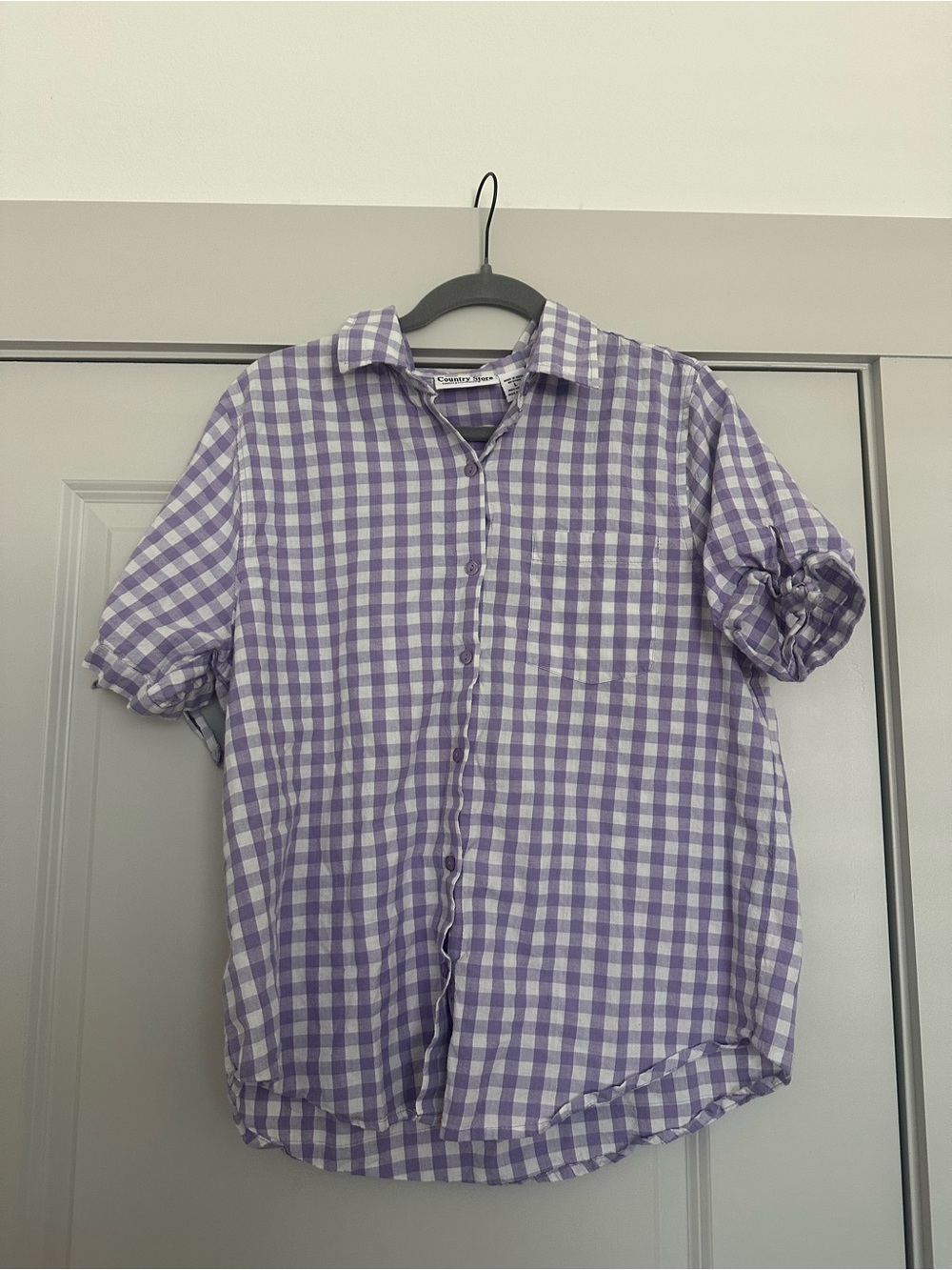 Women’s  Lavender Check Short-Sleeve Button-Up Shirt